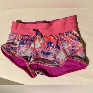 Ivivva Sz 10 Pink Tropical Athletic Shorts with Magenta Liner